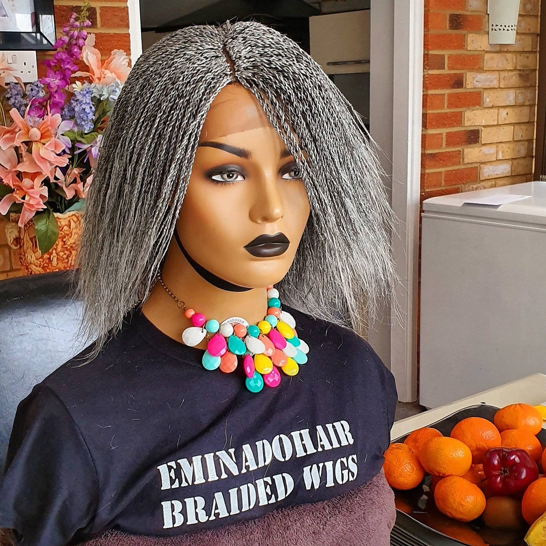 Braided Wig,braidswig,micro Twists,light Weight Wig, Grey Hair,rope