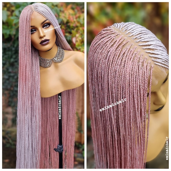 Micro Braids Braided Wig Knotless Box Braid Full Frontal Closure Unit Made  for Black Women Alopecia Patient Full Lace Hair Inverted Ombre 