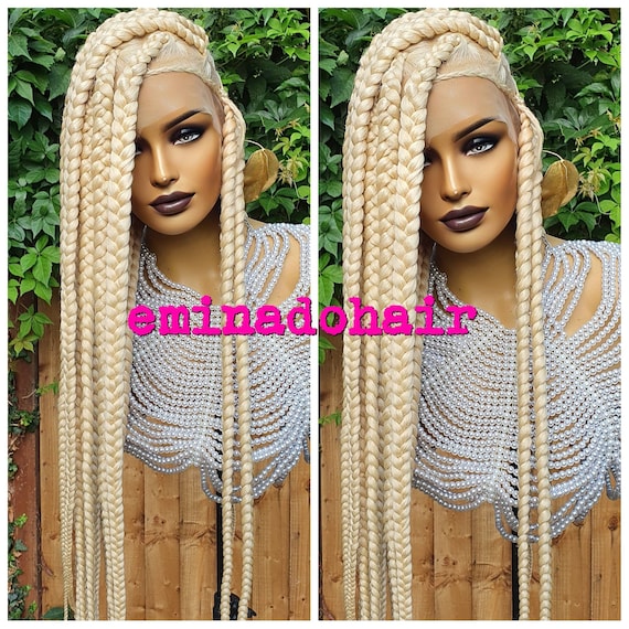 Braided Wig,knotless Big Braids, Chunky Box Braids, Beads, Butt