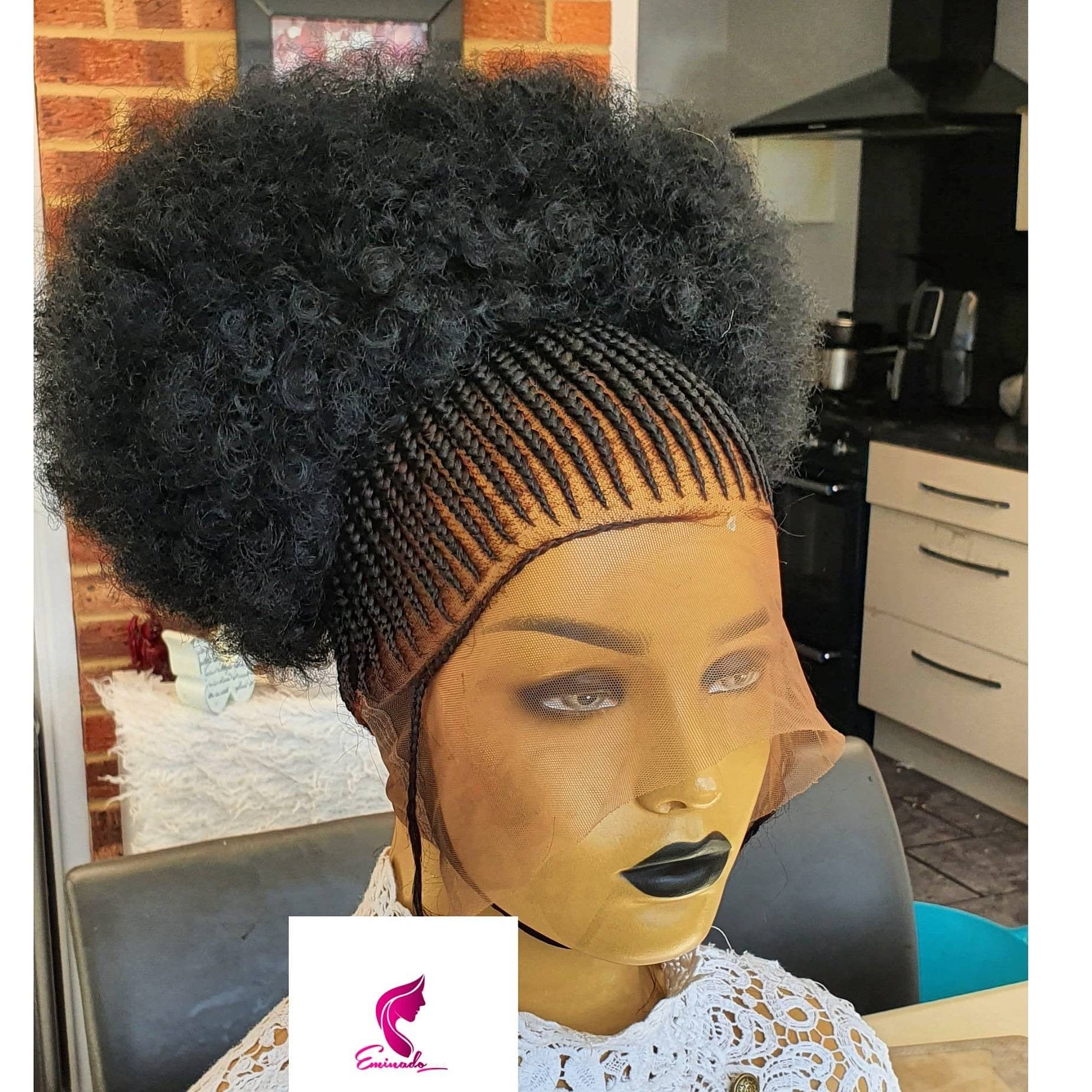 Braided Wig braidswig updo Cornrow feedin Braids wig for Black