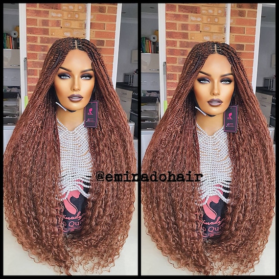 Goddess Box Braided Wig, Colour 30 Boho Braids, Wig for Black Women,  Closure, Frontal and Full Lace Wig, Glueless Wig, Bohemian Curls. 