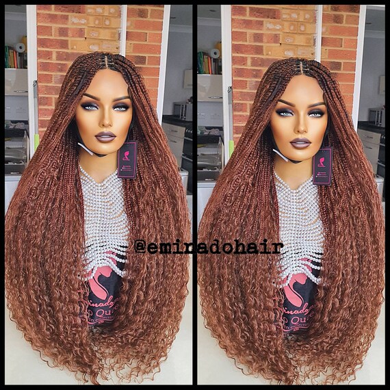 Goddess Box Braided Wig, Colour 30 Boho Braids, Wig for Black Women,  Closure, Frontal and Full Lace Wig, Glueless Wig, Bohemian Curls. 