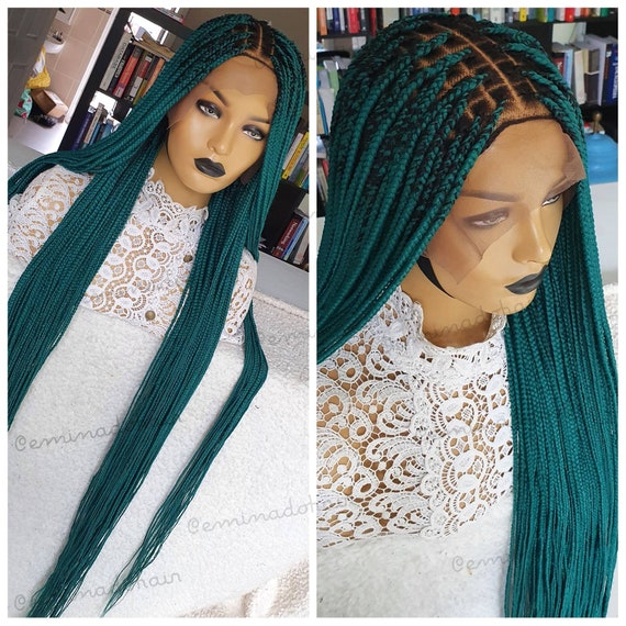 Braids Wig, Knotless Braids, Braided Lace Wig for Black Women, Handmade  Wig, Braids Wig, Green Braids, Free Shipping 