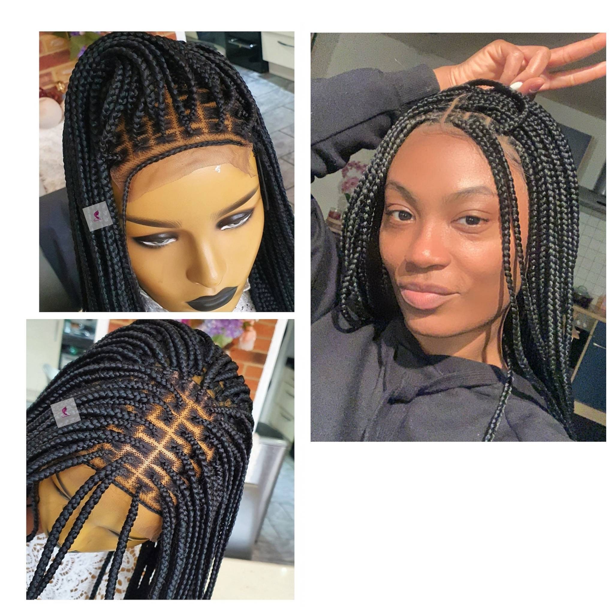 Knotless Box Braided Wig for Black Women Human Hair Wig - Etsy New Zealand Knotless Box Braided Wig for Black Women Human Hair Wig - Etsy New Zealand