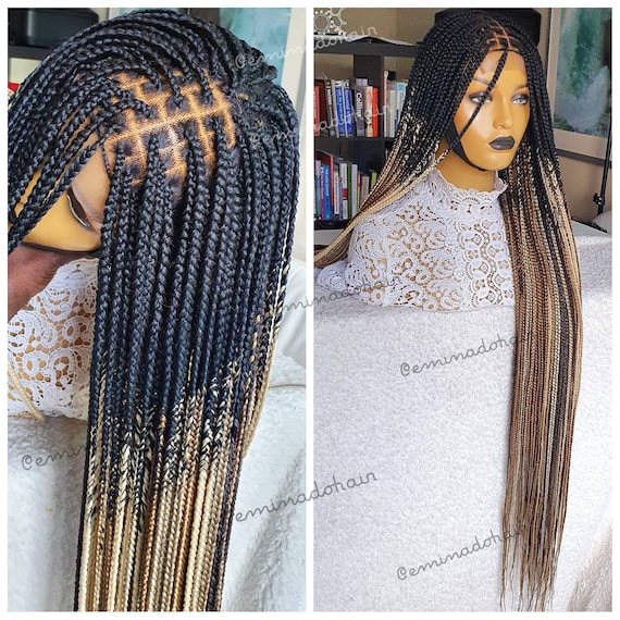 Glueless Braided Wig, Braids Wig Box Braids Wig. 30 Inches, Knotless Braids,  Wig for Black Women, Handmade, Free Shipping 