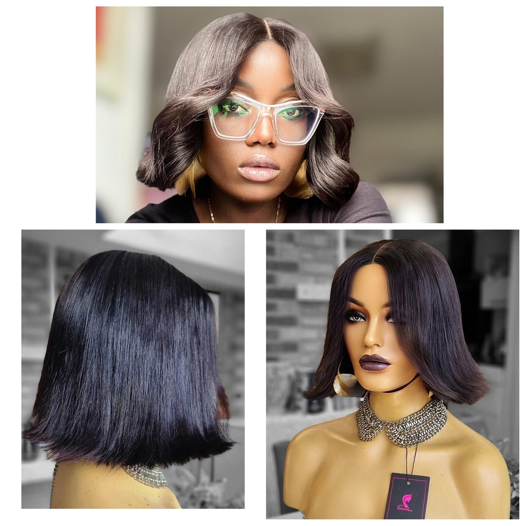 Raw Donor Human Hair Wig Glueless 4by4 Closure. Ready to Ship Wear and ...