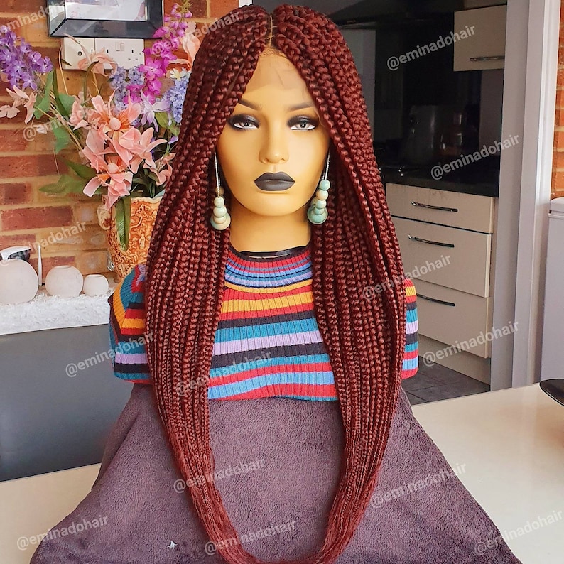Braided Wigknotless box braids cheap black women wig. Full Etsy