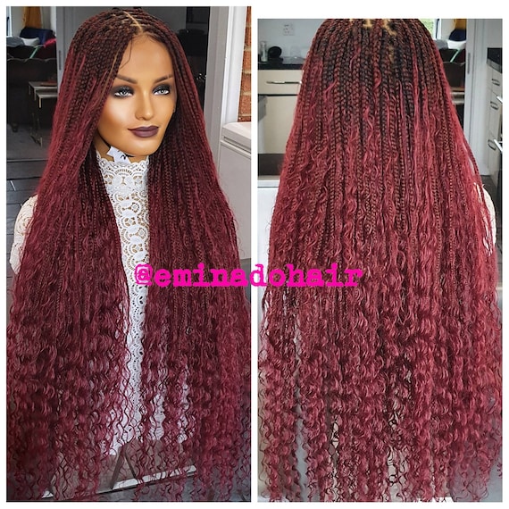 Braided Wig,braidswig,knotless Braids,boho Braids,wig for Black Women,cheap  Braided Wigs,handmade Wig,burgundy Box Braids -  Canada