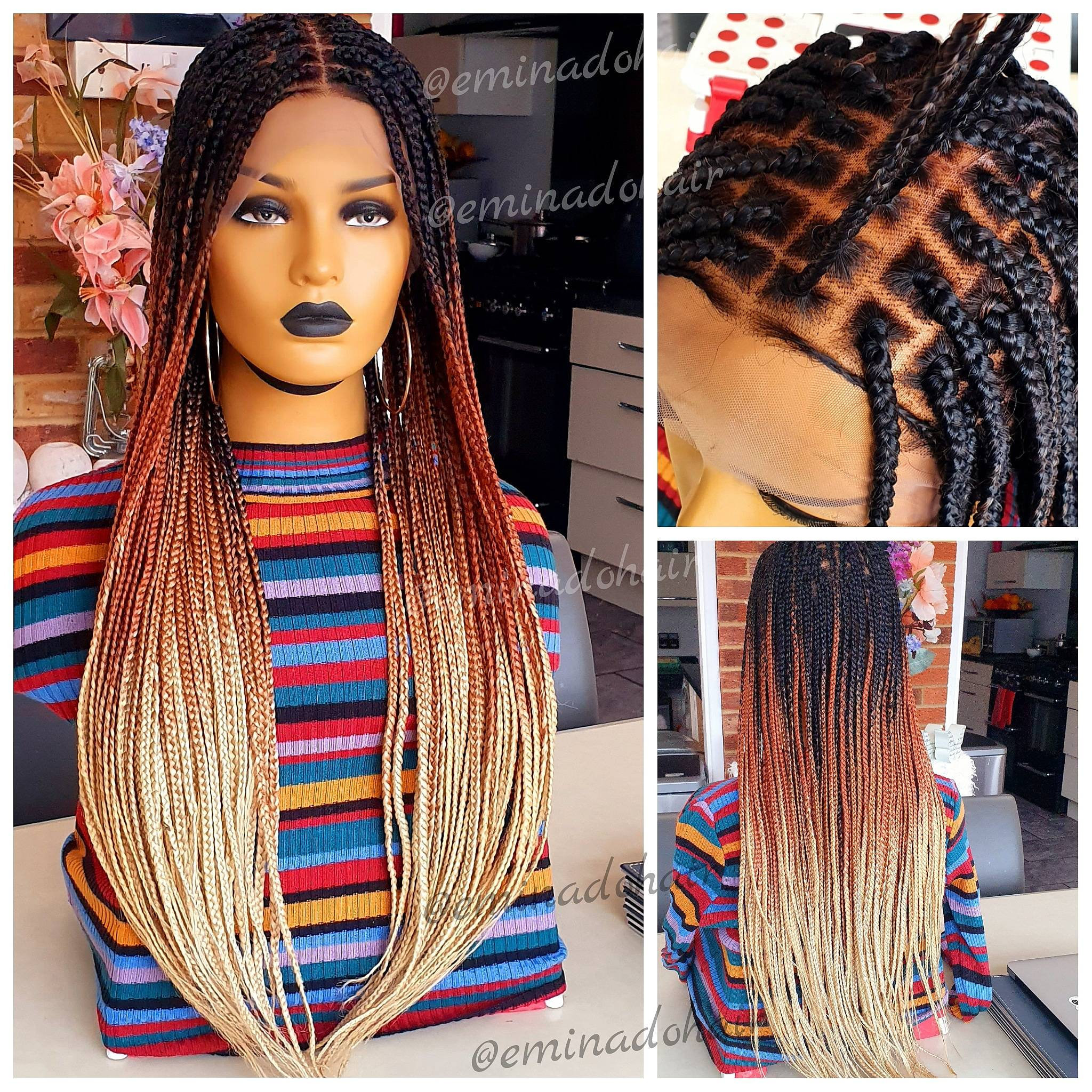 Braided Wig Braids Wig Box Braids Ombre. 20/22 Inches. Etsy UK
