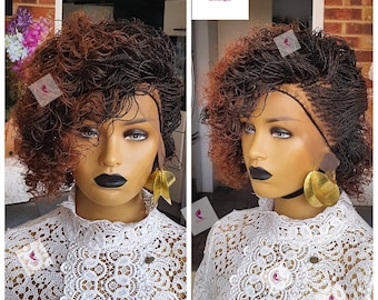 Peluca trenzada, hecha a mano, peluca para mujeres negras, trenzas ombré, Braidwig, Braidswig. Trenzas senegalesas. Envío gratis. Regalo para mujeres.