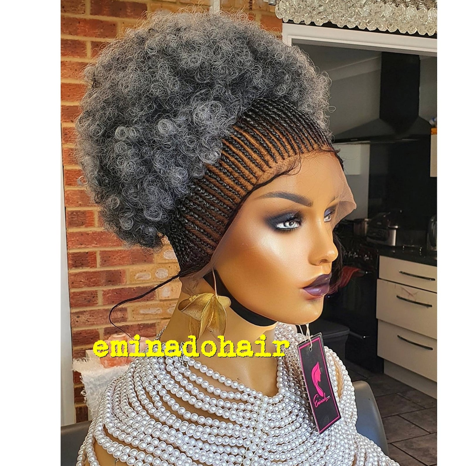 Salt and Pepper Braid Wig for Black Women Human Hair Wig Full Etsy