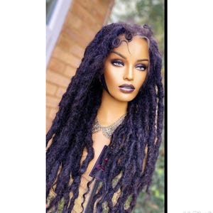 60 cm helspetsad peruk med äkta hår - Anpassad svart dreadlockperuk med naturliga Locs och babyhår, realistiska Locs i äkta hår