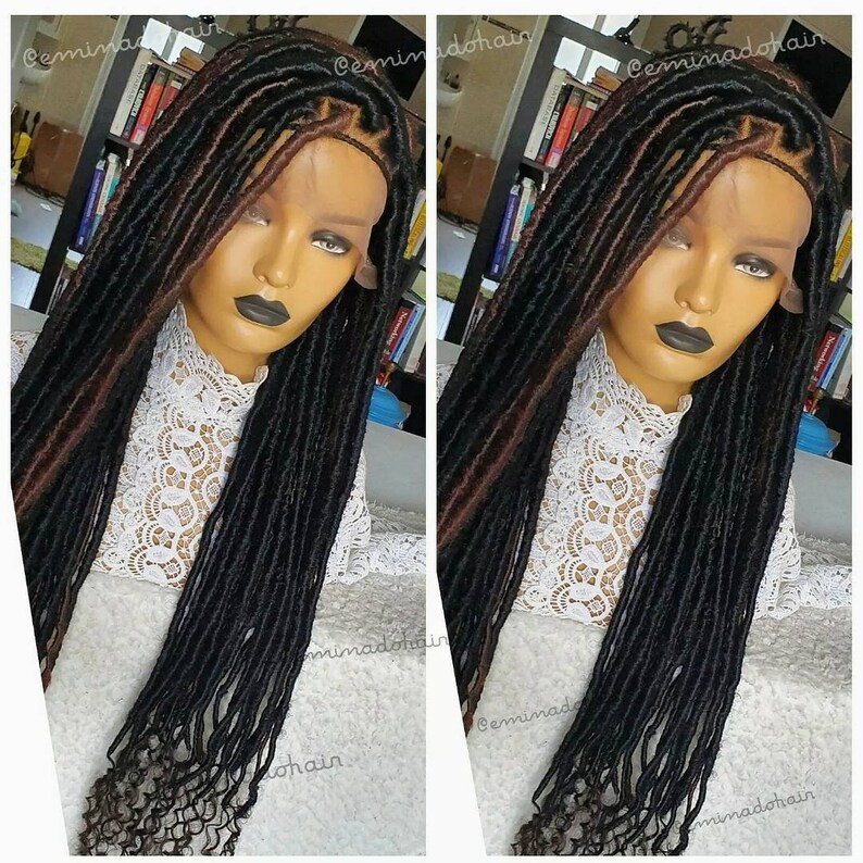 Braided Wig Goddess Faux Locs.. FULL LACE WIG. Light Flexible Etsy