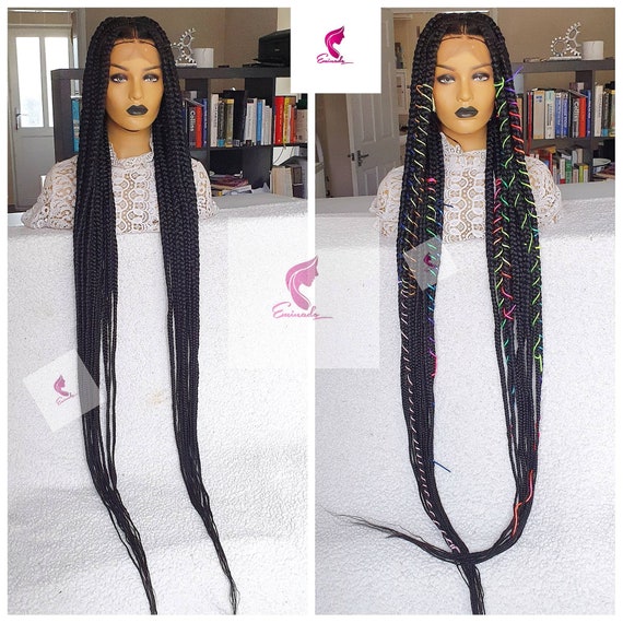 Braided Wig,braidswig Chunky Box Braids Jumbo Box Braids Wigs for Black  Women Full Lace Wig, Long Lenght Braids Free Shipping Jumbo Twists 