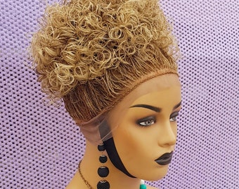 Senegalese twists Micro twist Braided Wig for black women, cheap gift for women in full lace frontal unit blonde colour 27 613 mix glueless