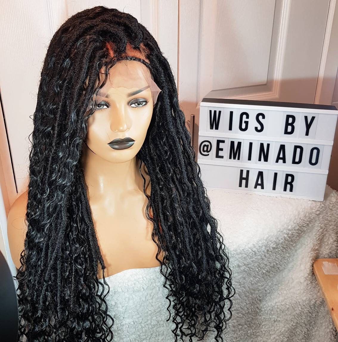 Braided Wig Braids Wig Goddess Faux Locs.. FULL Frontal WIG. Etsy