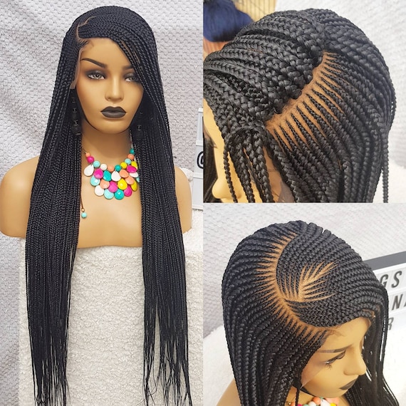 Parrucche Intrecciate A Scatola Piccola Senza Nodi Con Trecce Senegalesi In Pizzo Pieno Sintetico Per Le Donne Parrucche Intrecciate Bordeaux Bionde Ombre Da 36 - Foto 11