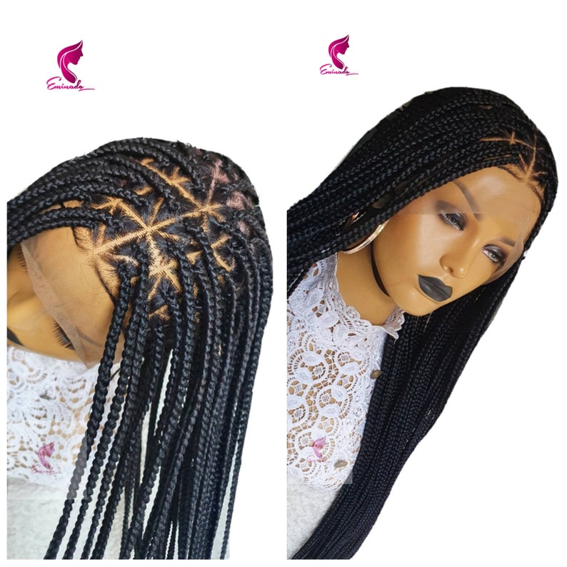Braided Wig Knotless Box Braids Triangle Parts Full Frontal - Etsy