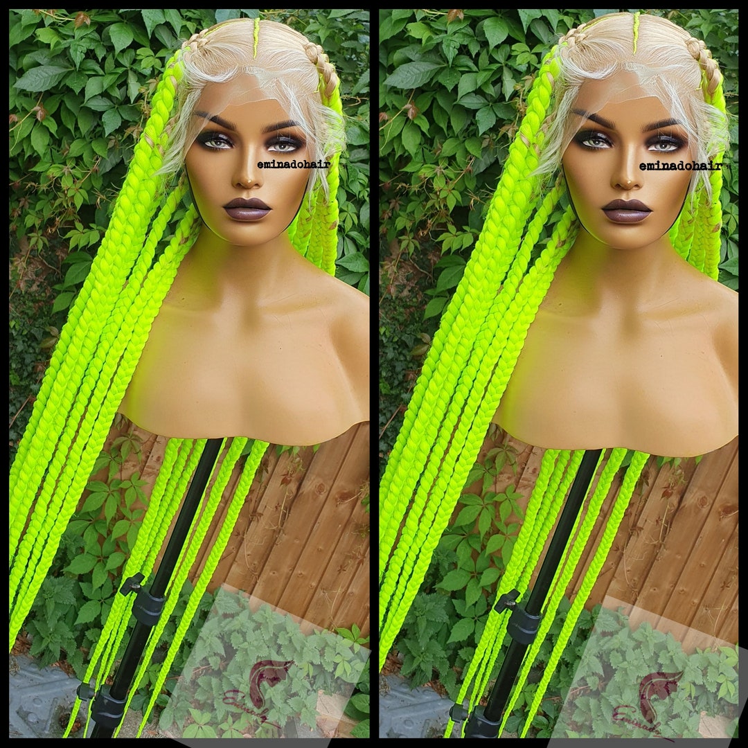 Kim K Neon Green Wig Kim K Neon Green Wig 35cm Short Curly Wigs - Main Image