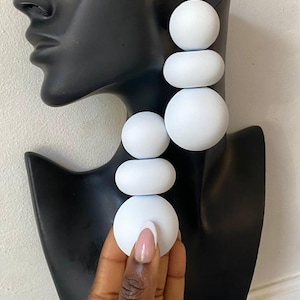White Bold Drop Earrings, Matte white Statement Jewelry, vacation earrings, cruis earrings, gift for women, geometric design earrings