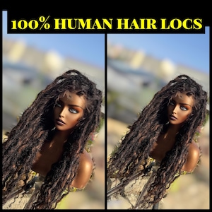 Pure Human Hair dread Locs,Glueless Braided Wig,Braids wig for black women handmade skinny locs wig Full lace human hair loc