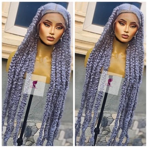 Knotless Braided wig,passion twists butterfly braids,chunky box braids unit gift for black women full lace wig for black women