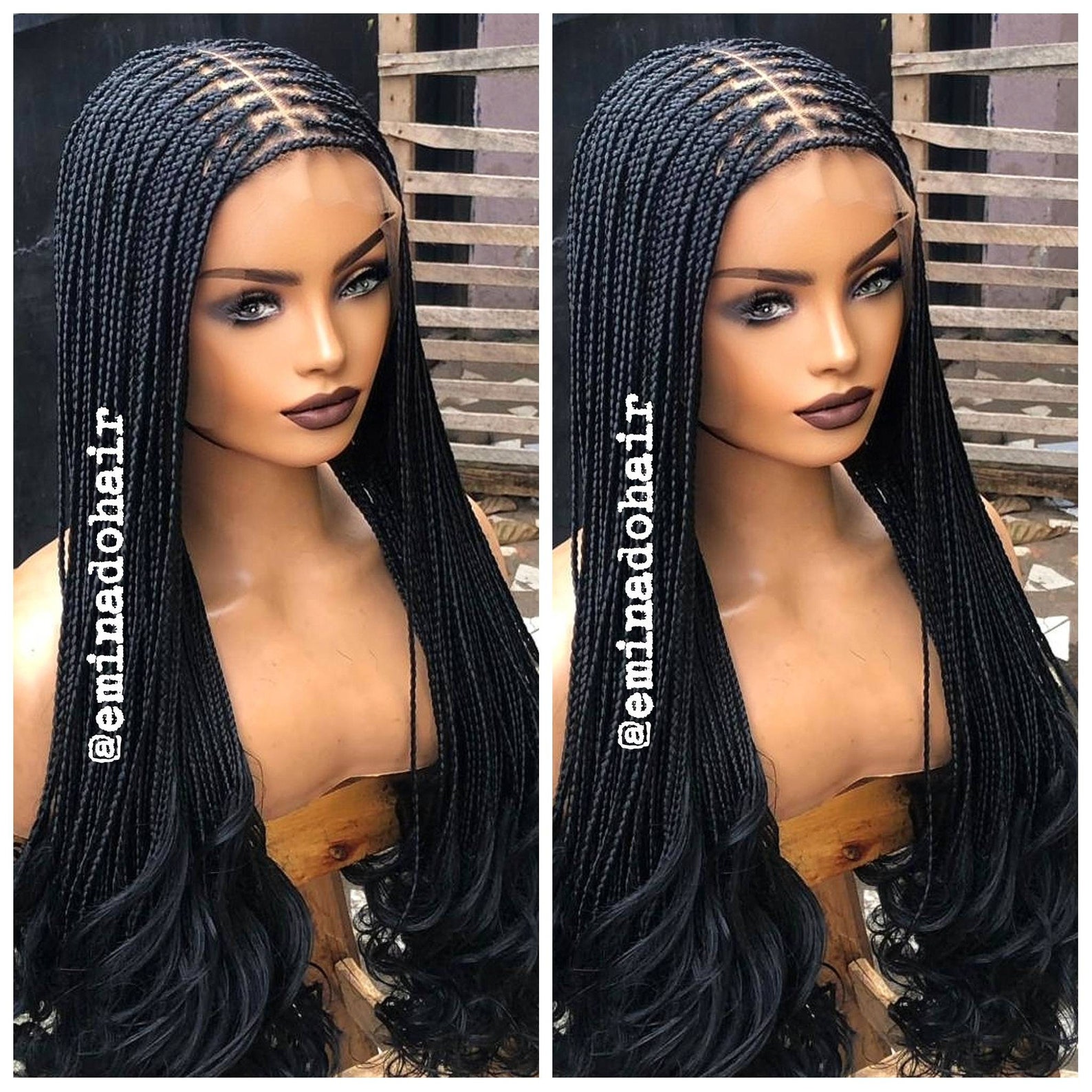 Braided Wigbraidswig French Curls Knotless Box Braids Etsy