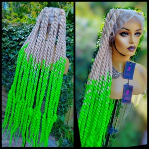 Chunky twists braided wig | Braided wig for black women| full lace braid wig | jumbo size braids wig | women wig for black women | Blue wig
