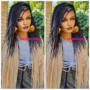 Braided Lace wig, braids wig, knotless braids, handmade,free shipping, wig for black women, free shipping