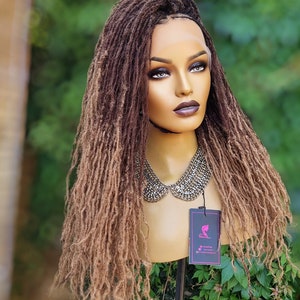 Pure HUMAN HAIR Sister Locs Full lace Glueless Braided Wig for black women.Human Hair Locs ombre colour 33/27 gift for women in stock