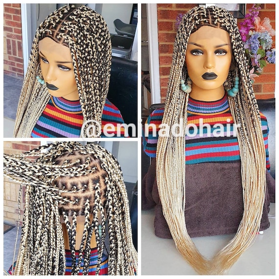 pix Ombre Blonde Knotless Braids braided wig braidswig knotless box braids platinum blonde wig etsy