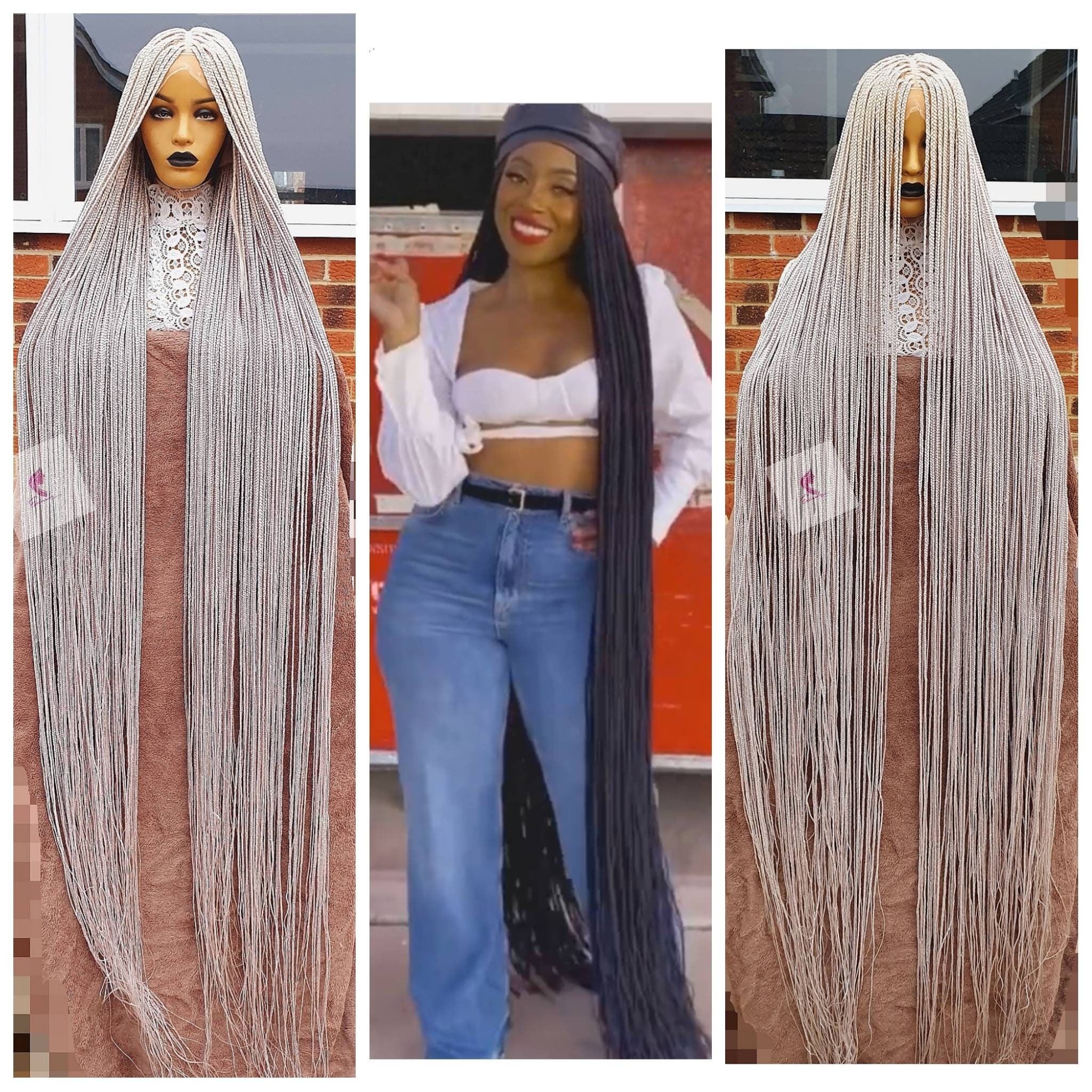 Braided Wig, Braidswig, Knotless Box Braids. Extra Long Lenght. Full Lace  Wig. Over 70inch, Super Long Floor Lenght Wig, Wig for Black Women -   Norway