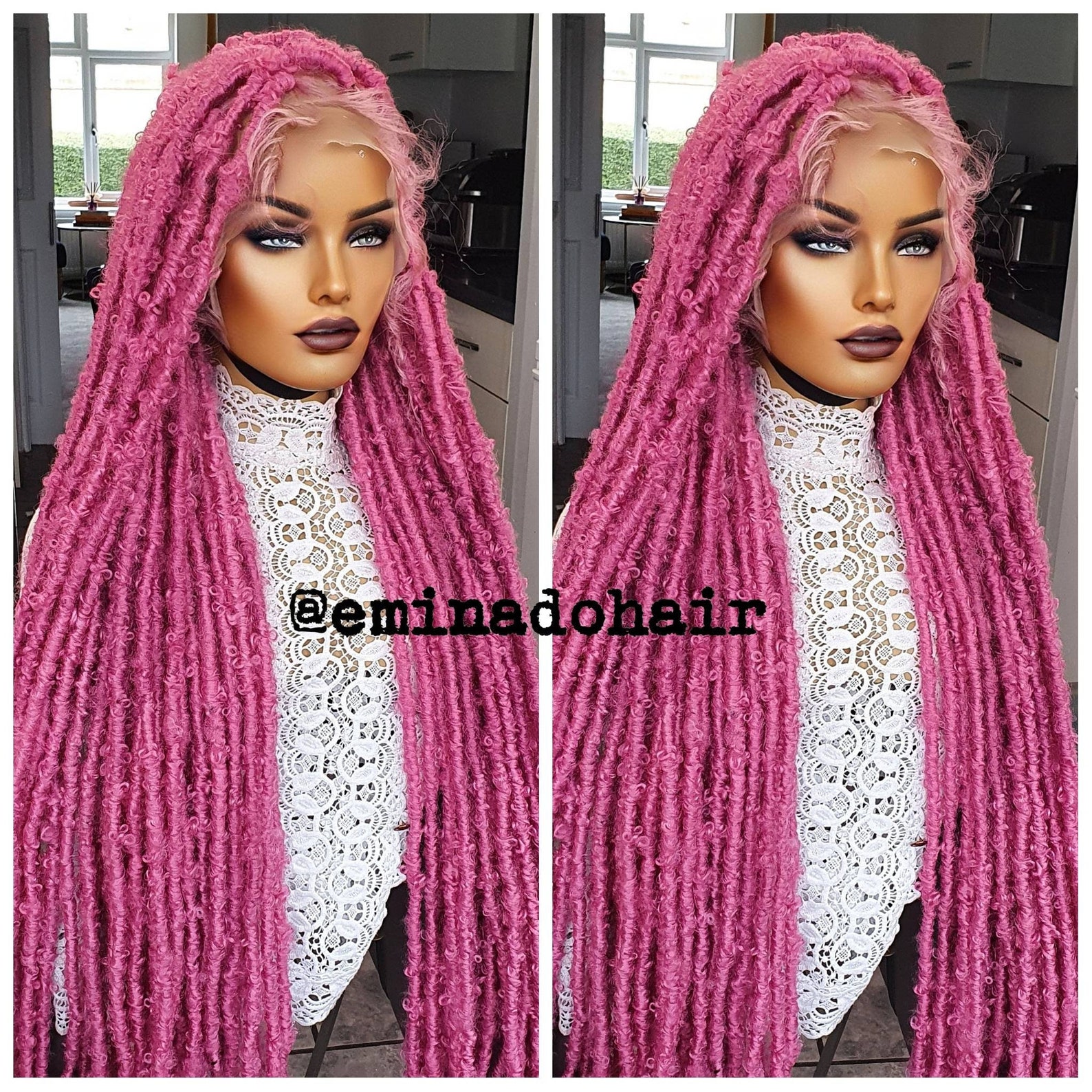 Distressed Locs Butterfly Locs Braided Wig Braids Wig Pink Etsy UK