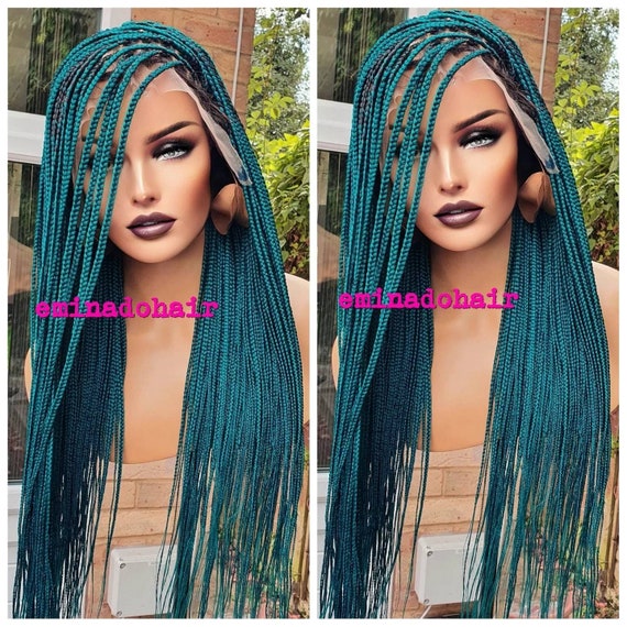 Knotless Braid Wig for Black Women Human Hair Wig Full Lace Front Wig  Cornrow Wigs Dreadlock Faux Loc Green Box Braid Glueless Unit -  Canada