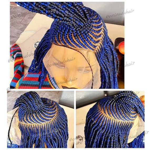 Braided Wigs, Braided Lace Wig for Black Women, Cornrow Wig, Braids Wig,  Handmade Wig, Lace Front Wigs. Ready to Ship Wig 