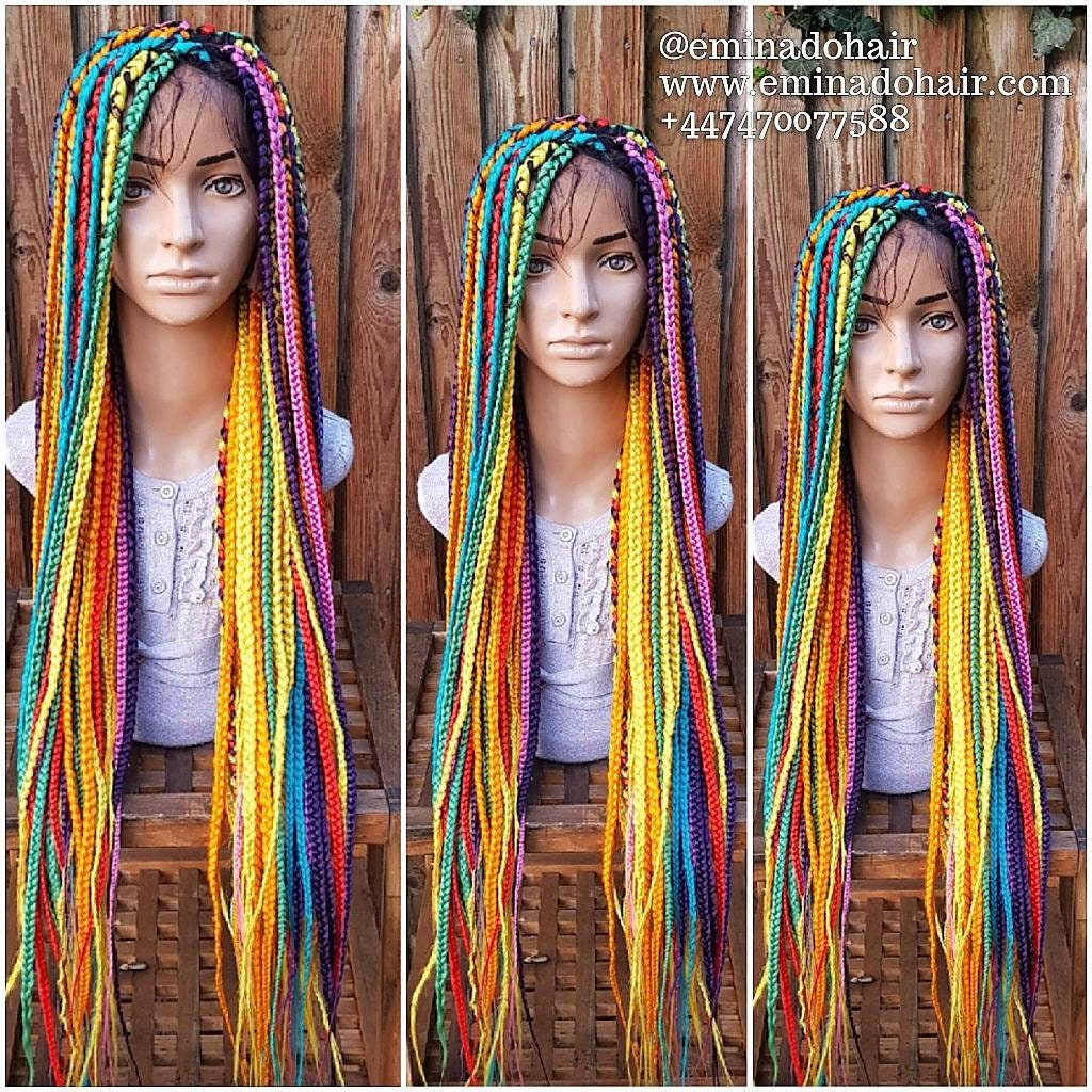 Glueless Braided Wig, Colourful Braids, Box Braids. 28/32 Glueless Braided Wig, Colourful Braids, Box Braids. 28/32