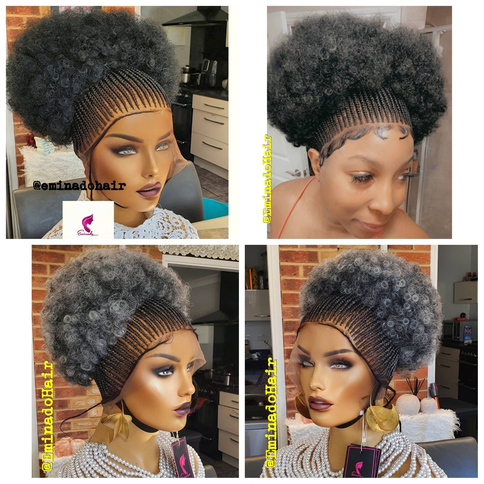 Salt and Pepper Braid Wig for Black Women Human Hair Wig Full Etsy