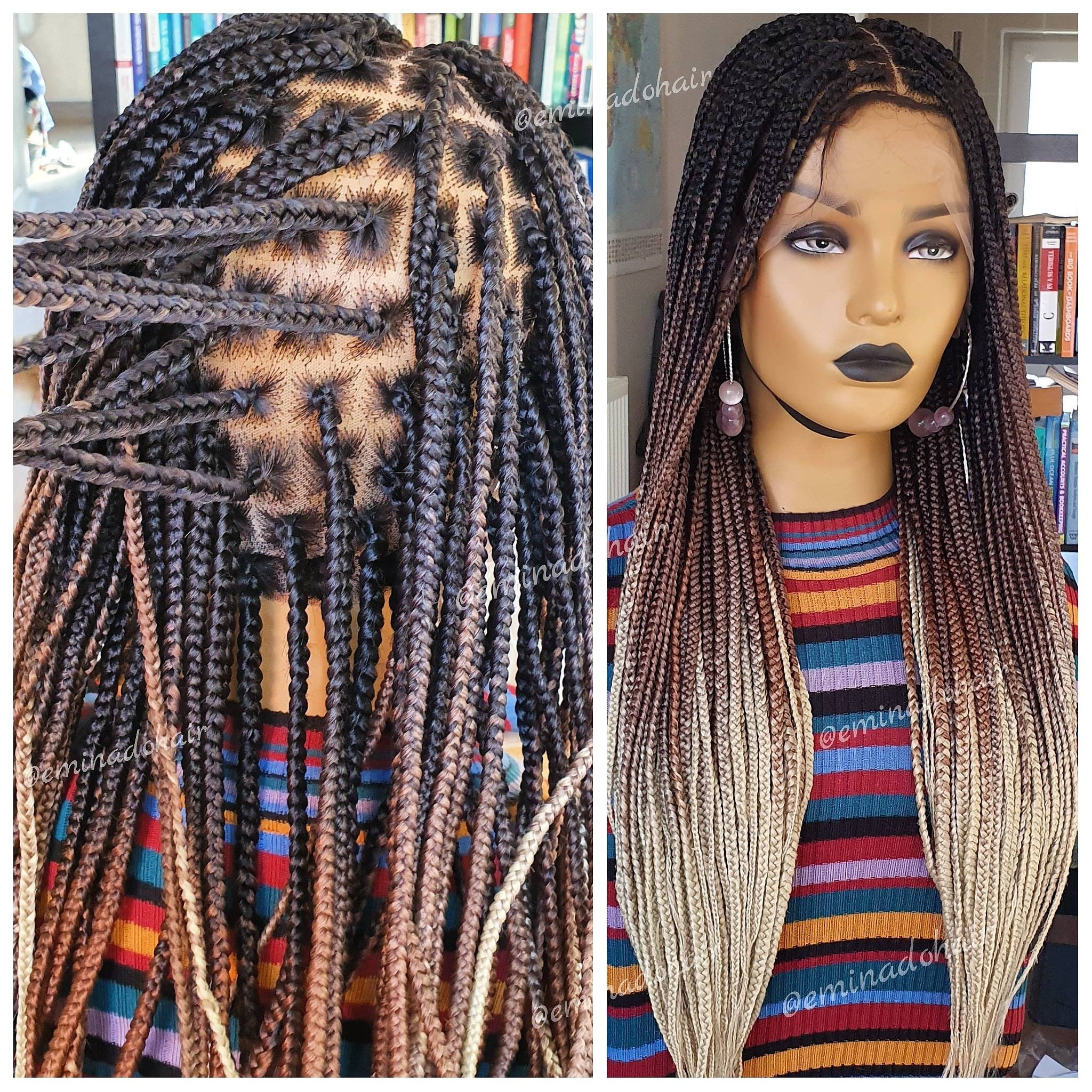 Braided Wig braids wig knotless braidsBox Braids. Ombre Etsy