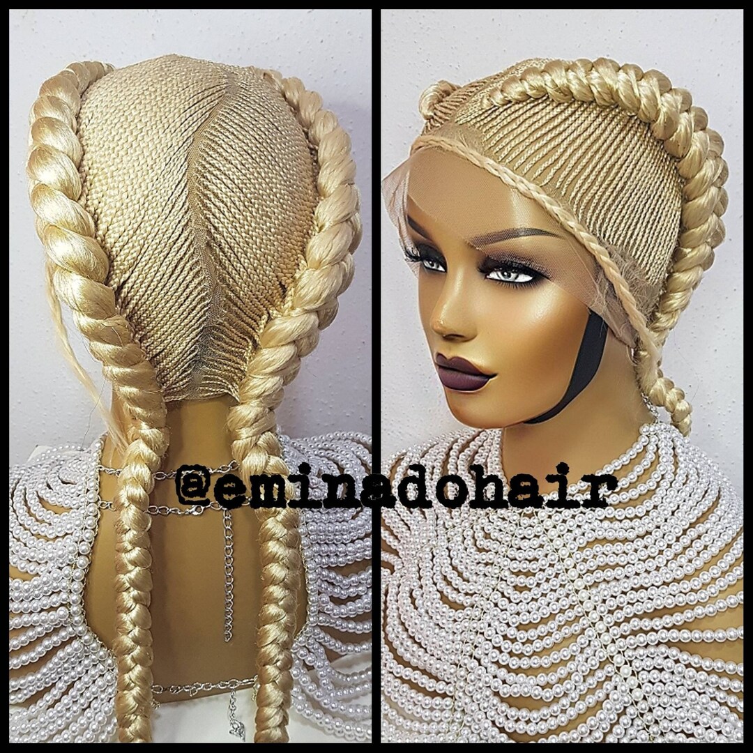 Braided Wig, Braids Wig, Handmade Cornrow Wig for Black Women, Free