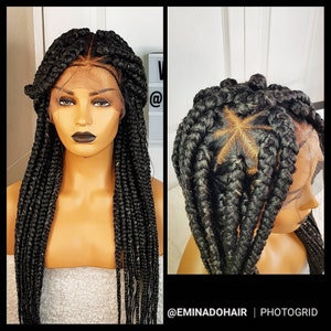Chunky Triangle Knotless braid wig for black women gift for women full lace front wig cornrow wigs dreadlock faux loc wig twist braided wig
