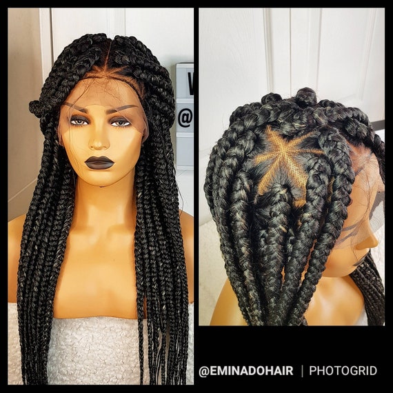 Chunky Triangle Parts Box Braids Full Lace Wig Etsy