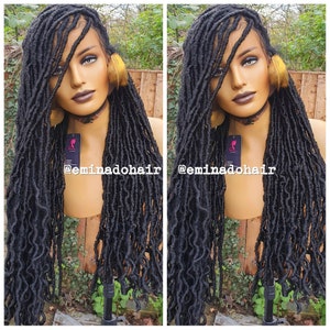 Braided Wig, distressed locs wig,handmade,braids wig, wig for Black women, butterfly locs,30 inches,free shipping, colour grey wig.