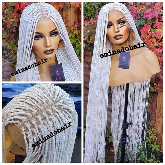 Braided Wig, Cornrow. White Platinum Blonde, .braidwig, Braidswig