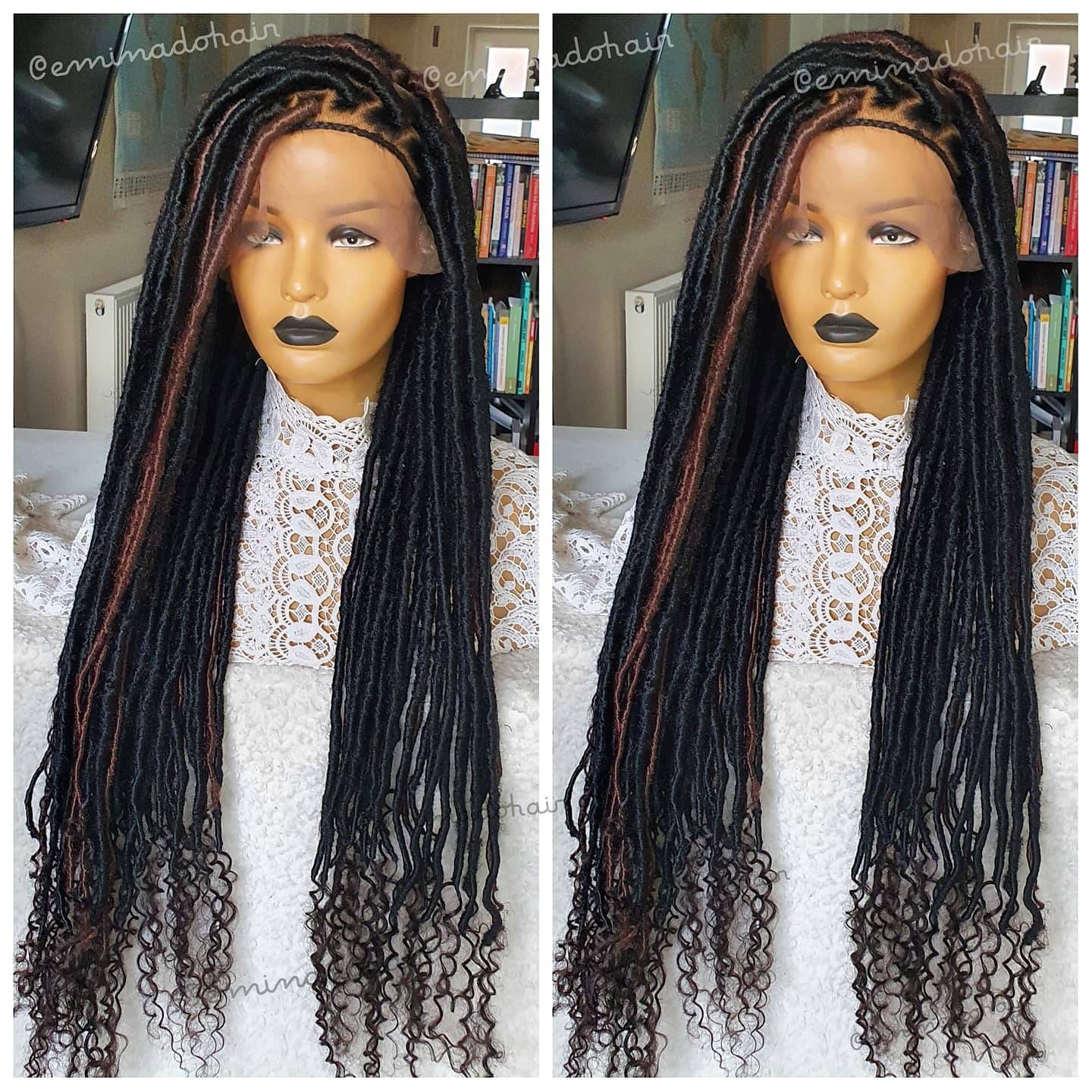Braided Wig Goddess Faux Locs.. FULL LACE WIG. Light Flexible Etsy