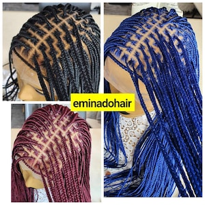 Gevlochten pruik, Braidwig, knotloze vlechten Braidswig, zwarte vrouwenpruik, full-lace pruik, ket cornrow-pruik, pruik voor zwarte vrouwen, vlechten tot middellengte