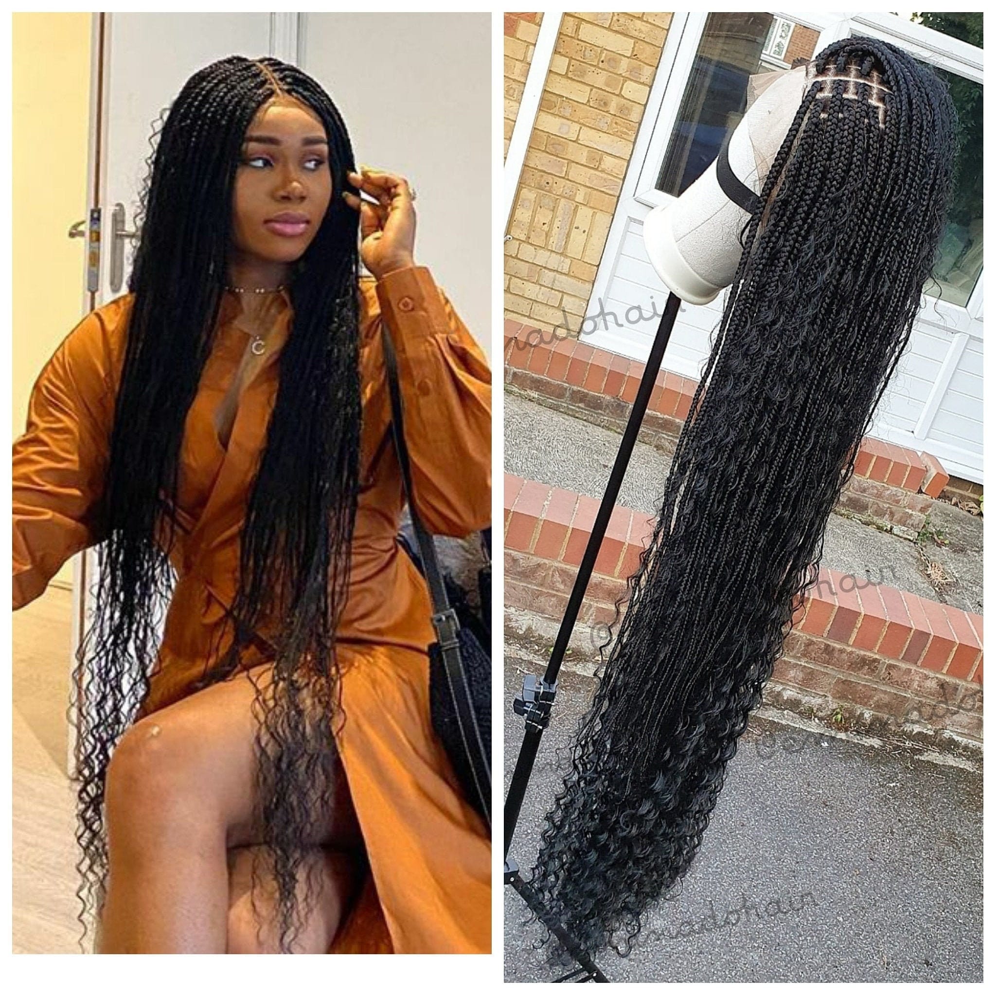 Braided Wig knotless box braids full frontal closure unit made for black women single plaits Full lace wig ombre 30 Braids wig Glueless wigs