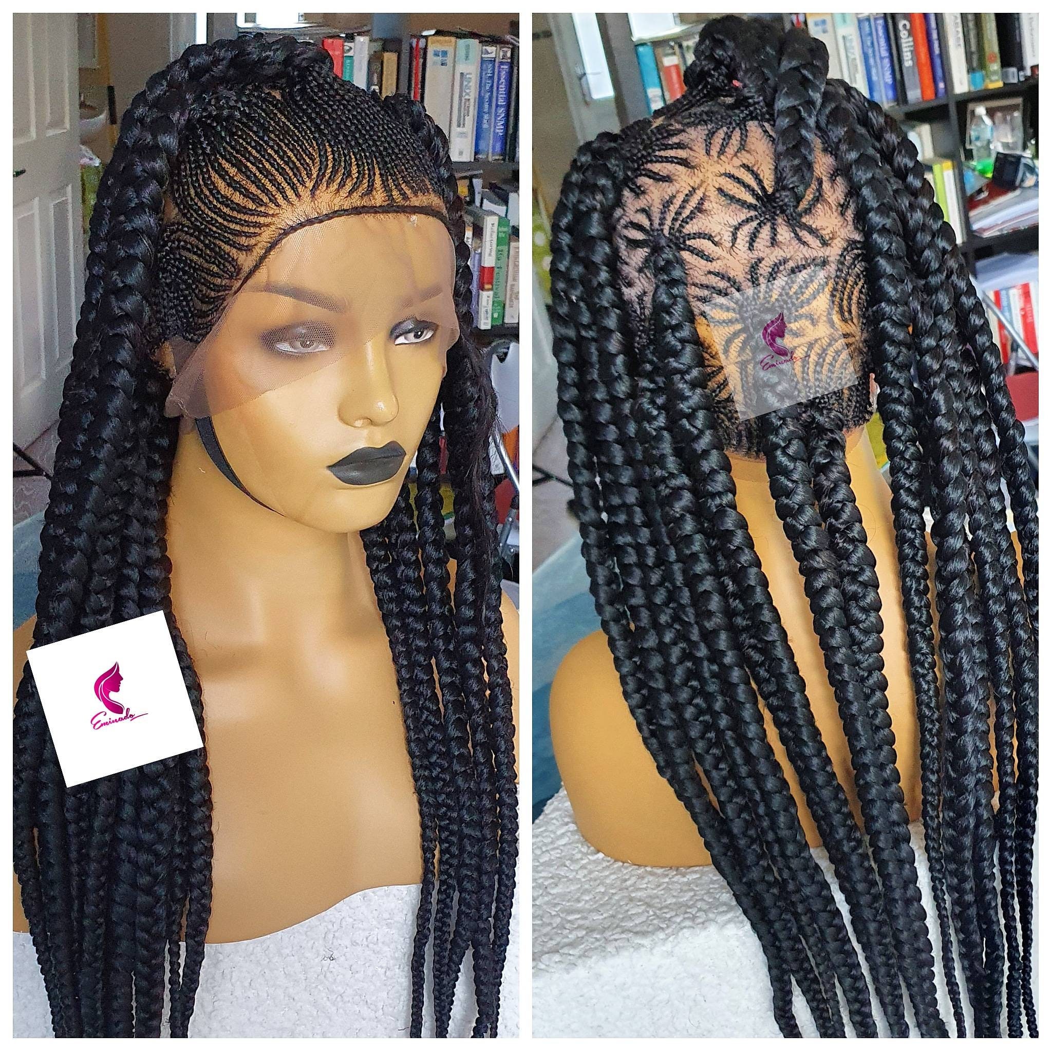 Braided Wig,knotless Big Braids, Chunky Box Braids, Beads, Butt