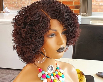 Braided Wig, colour 99j Braidwig, Braidswig. Senegalese twist. Fusion curl. 13x4 Full Frontal.
