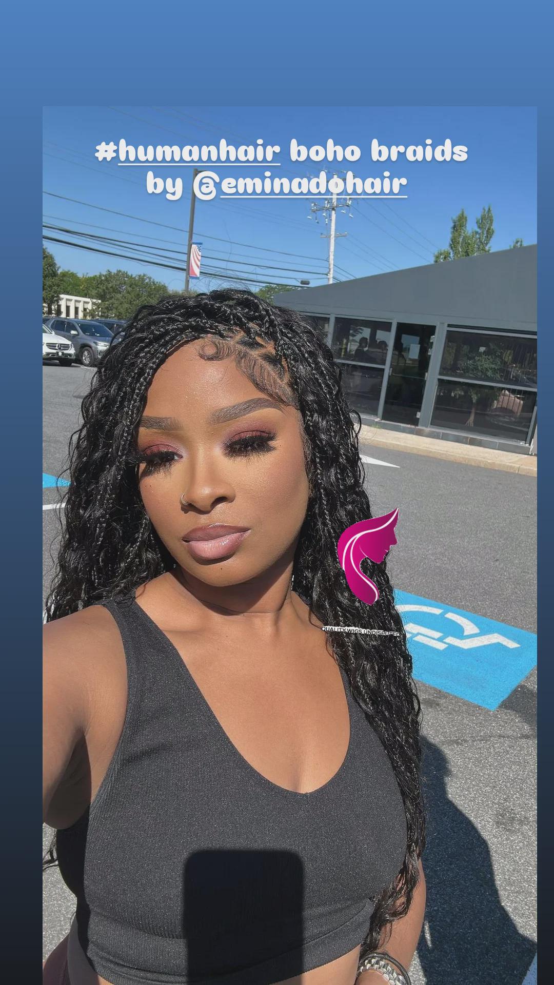 Human Hair Boho Knotless Braided Wig | Glueless Full Lace  display picture 3
