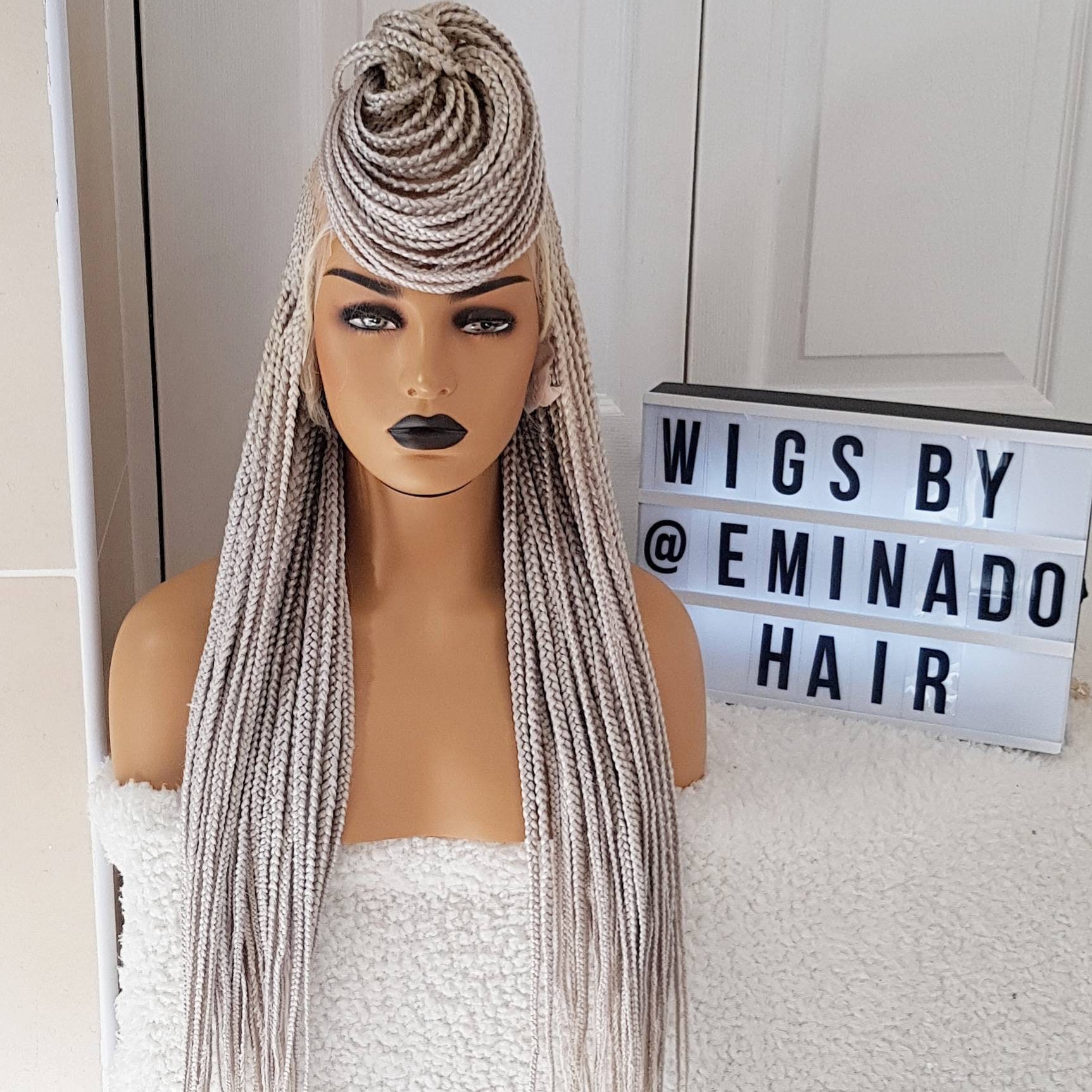 Braided Wig, Cornrow. White Platinum Blonde, .braidwig, Braidswig